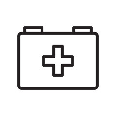 First aid kit, medical box icon in trendy outline style design. Vector graphic illustration. Firts aid kit icon for website design, logo, app, and ui. Editable vector stroke. Pixel perfect. EPS 10.