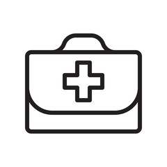 First aid kit, medical box icon in trendy outline style design. Vector graphic illustration. Firts aid kit icon for website design, logo, app, and ui. Editable vector stroke. Pixel perfect. EPS 10.