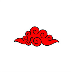 Chinese and japanese style red clouds. Vector collection of cloud oriental style illustration. EPS10