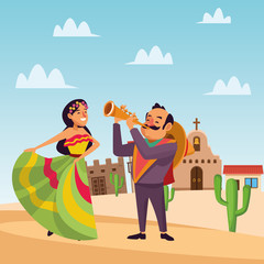 Mexican man and woman vector design