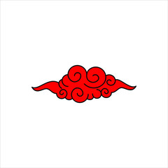 Chinese and japanese style red clouds. Vector collection of cloud oriental style illustration. EPS10
