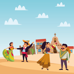 Obraz premium Mexican cartoon people vector design