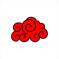 Chinese and japanese style red clouds. Vector collection of cloud oriental style illustration. EPS10