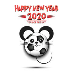 Happy New year. Soccer ball made in the form of a rat