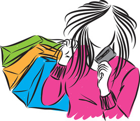 SHOPPING GIRL WITH BAGS vector illustration