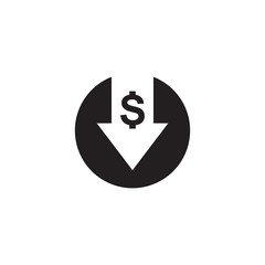Cost reduction dollar down icon symbol vector illustration