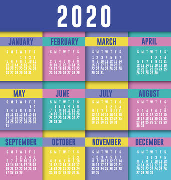 2020 calendar planner vector design