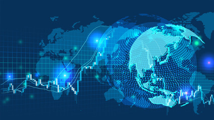 サイバーデジタル世界の株価チャートイメージ背景