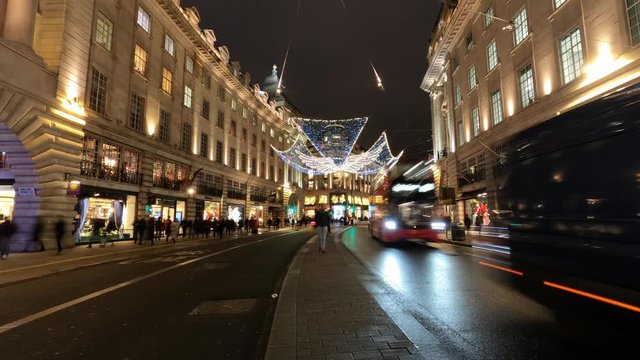 Wonderful Regent Street London at Christmas time - Timelapse shot