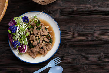 Stir-fried spicy beef with basil