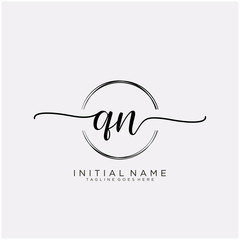 QN Initial handwriting logo with circle template vector.
