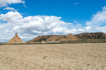 Spanish desert Bardenas Reales with a remote cabezos Castildetierra and mesa