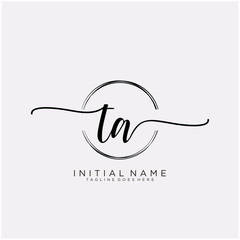TA Initial handwriting logo with circle template vector.