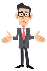 驚く若いビジネスマンの全身