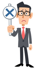 疑問を持つ若いビジネスマンの全身