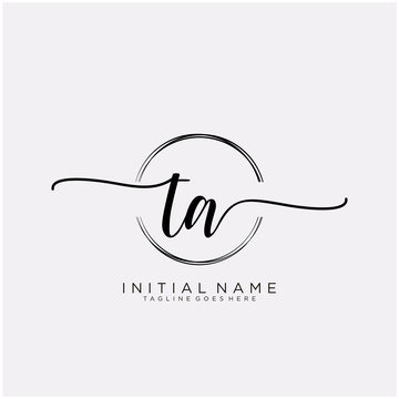 TA Initial handwriting logo with circle template vector.