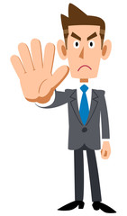 制止する若いビジネスマンの全身