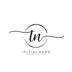 TN Initial handwriting logo with circle template vector.