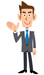 案内する若いビジネスマンの全身