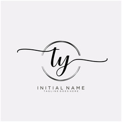 TY Initial handwriting logo with circle template vector.