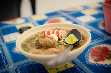Mee Celup is a traditional dish in Kelantan, Malaysia. Its broth is full of sensational Asian taste.