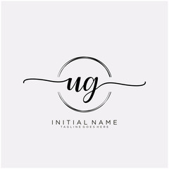 UG Initial handwriting logo with circle template vector.