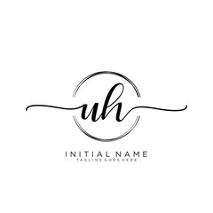 UH Initial handwriting logo with circle template vector.