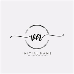 VA Initial handwriting logo with circle template vector.