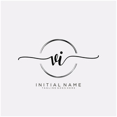 VI Initial handwriting logo with circle template vector.