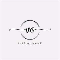 VO Initial handwriting logo with circle template vector.