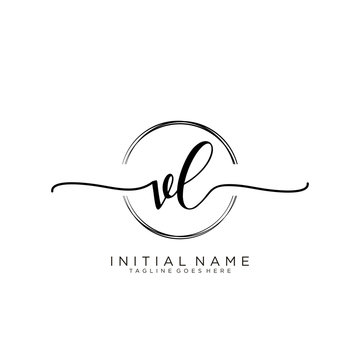 VL Initial handwriting logo with circle template vector.