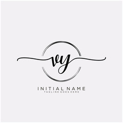 VY Initial handwriting logo with circle template vector.