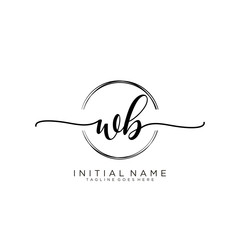 WB Initial handwriting logo with circle template vector.