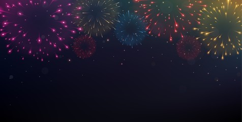 Bright Colorful Fireworks on night background