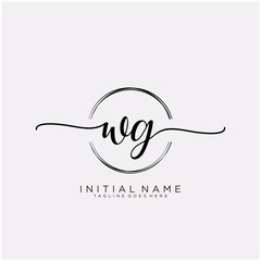 WG Initial handwriting logo with circle template vector.