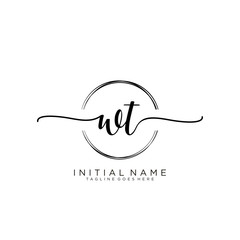 WT Initial handwriting logo with circle template vector.