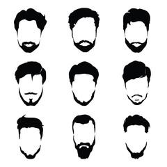 Men's Beard and Hair style Icon set for barber and hair cut logo and men fashion style - Vector.