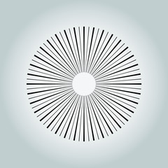 Black oblique triangles stripes in round form. Design element for logo, sign, symbol, prints, web pages, template and monochrome pattern