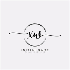 XW Initial handwriting logo with circle template vector.