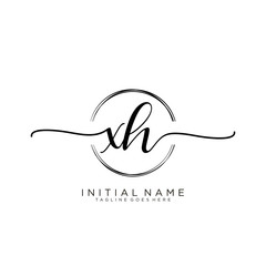 XH Initial handwriting logo with circle template vector.