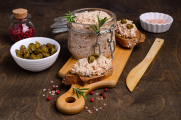 Fish pate with capers - obrazy, fototapety, plakaty