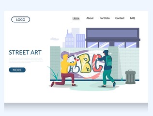 Street art vector website landing page design template