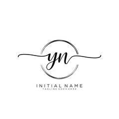 YN Initial handwriting logo with circle template vector.