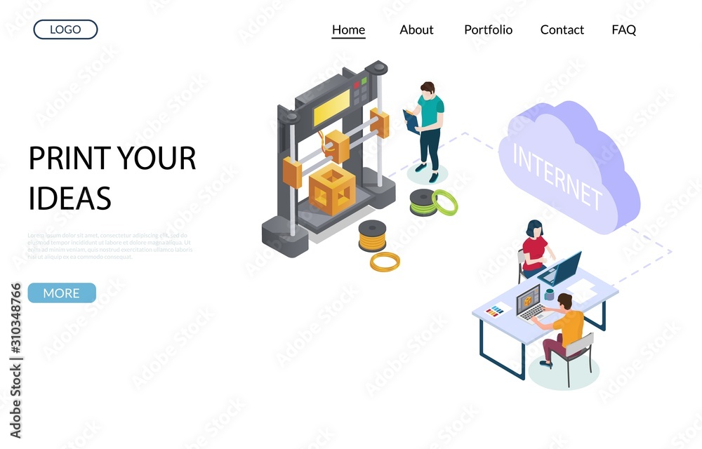 Wall mural online 3d printing vector website landing page design template