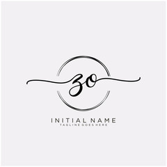 ZO Initial handwriting logo with circle template vector.