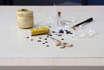 Equipment and supplies for bead embroidery or tambour embroidery