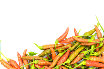 Fresh chilies on a white background