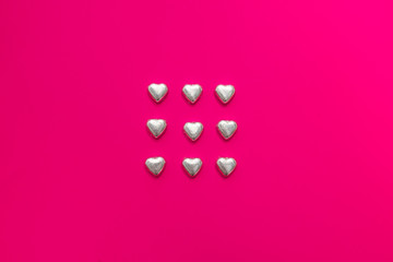 Chocolate hearts Valentines Day Candy Love Sweets Pink Background square