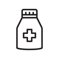 Medicine bottle icon in trendy outline style design. Vector graphic illustration. Medicine bottle icon for website design, logo, app, and ui. Editable vector stroke. EPS 10.