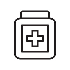Medicine bottle icon in trendy outline style design. Vector graphic illustration. Medicine bottle icon for website design, logo, app, and ui. Editable vector stroke. EPS 10.